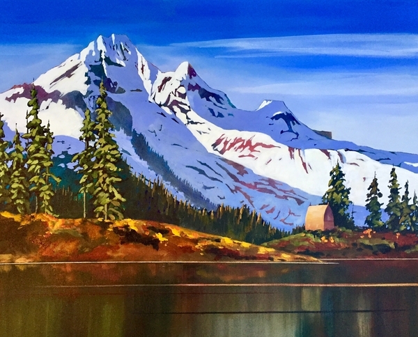 Mt Garabaldi as seen from Elfin Lakes with Elfin Lake shelter