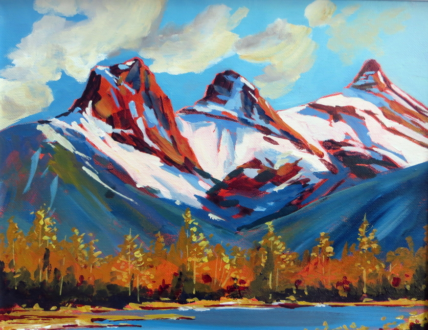 Phillipa Hudson Mountain Landscapes Acrylic Three Sisters