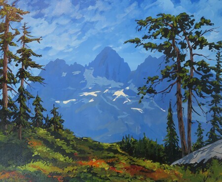 Step by Step demo of painting Triple Peak on Vancouver Island